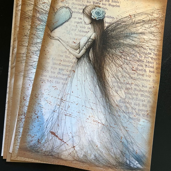 Junk Journal Papers Angel Lined Art 8 designs scrapbooking ephemera - Picture 1 of 5